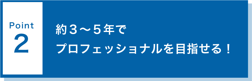 point2約3〜5年でプロフェッショナルを目指せる！